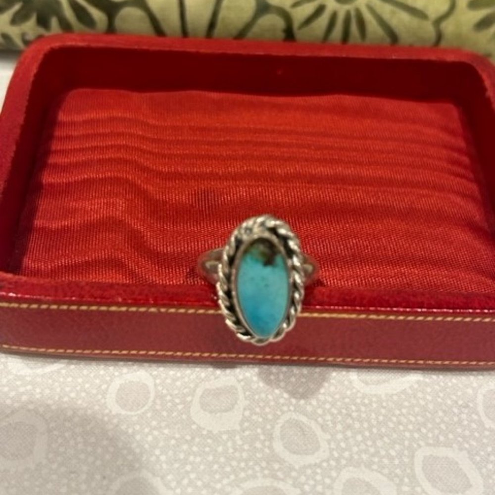 VTG Sterling Silver Oval Turquoise RING - Picture 6 of 12